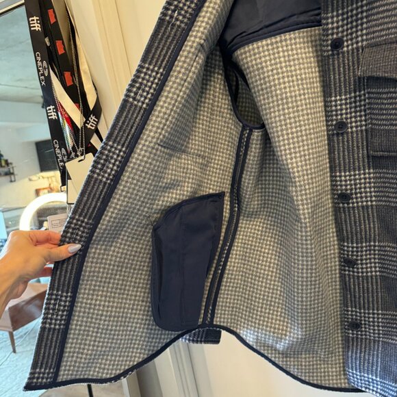 Reformation Giles Plaid Wool Shirt Jacket / Blue / M - Picture 9 of 16